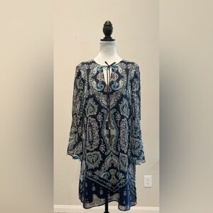 Vince Camuto Women’s Multicolor Paisley Print Navy Chiffon Shift Dress